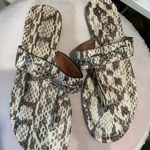Coach Snake Print Sandals with Chain Detail